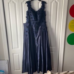 Navy blue evening ball gown